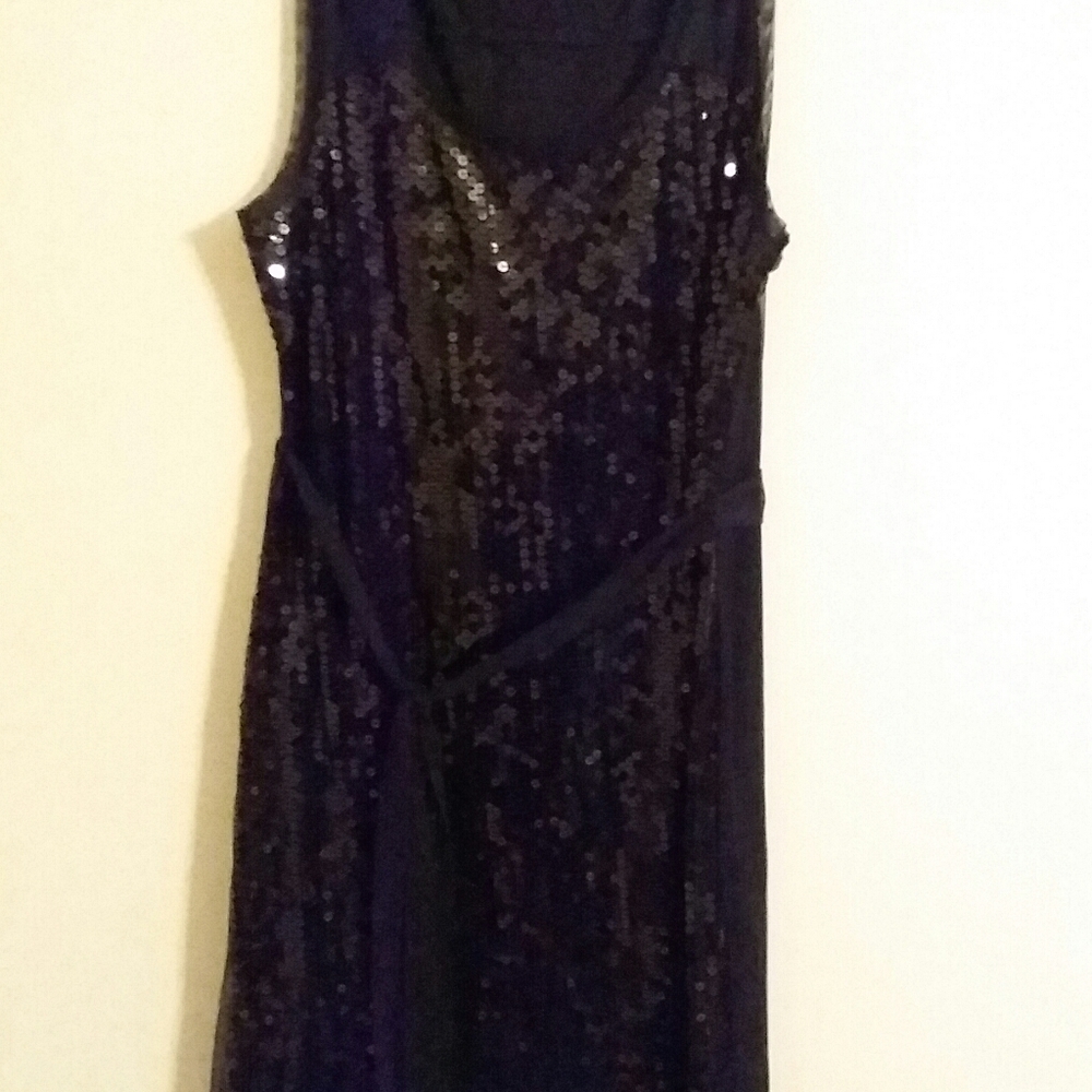 Sleeveless Black sequin front Nicole dress